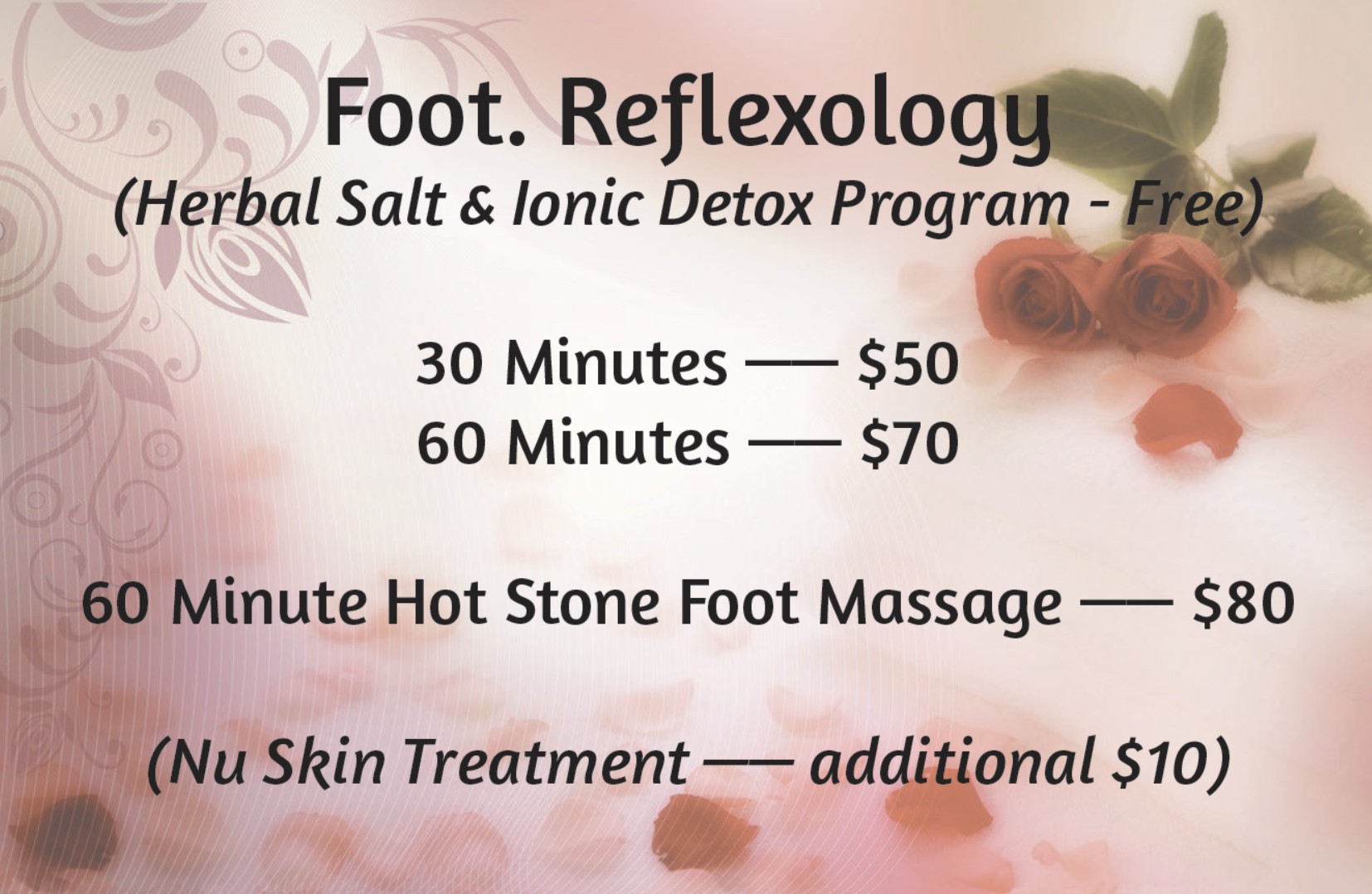 Foot reflexology prices at Milton Massage