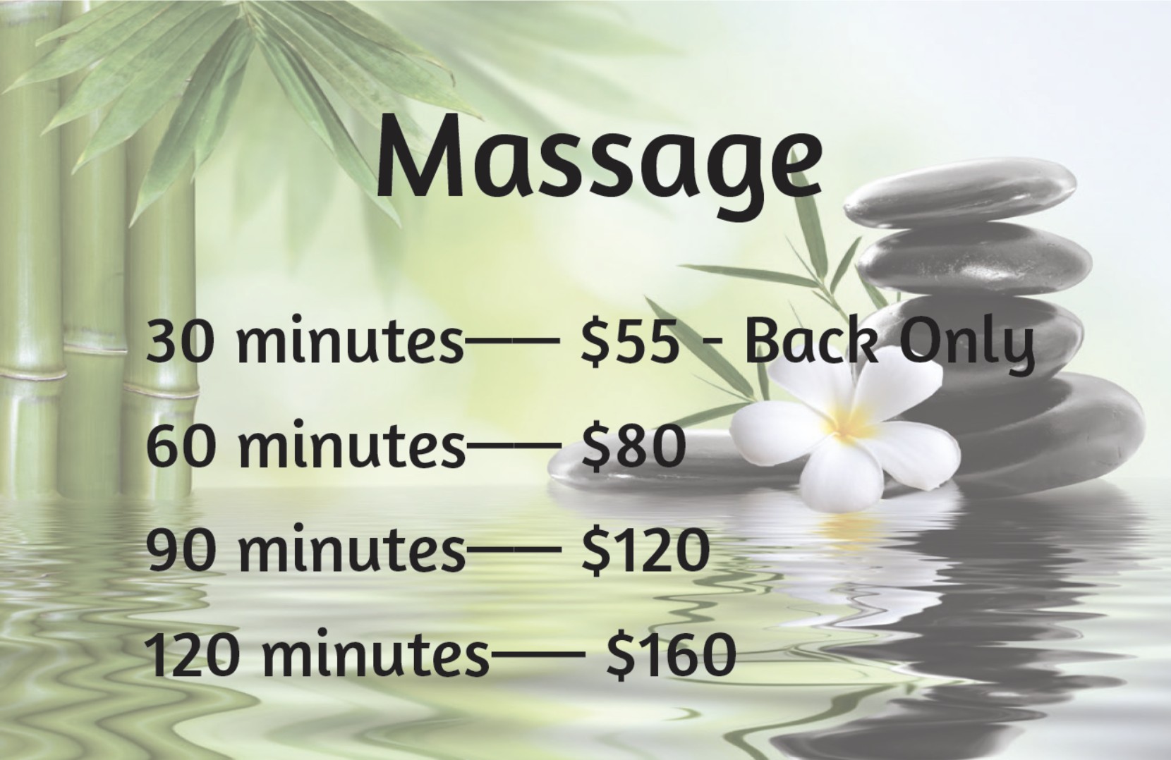Massage prices at Milton Massage